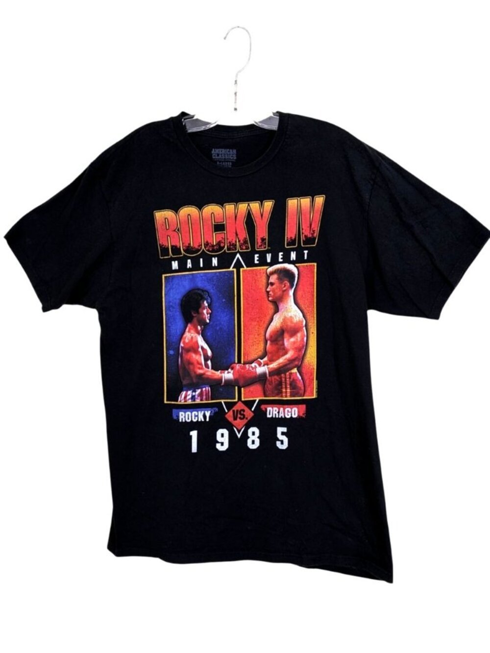Rocky IV Main Event 1985 Rocky vs Drago Size XL Black T Shirt American Classics